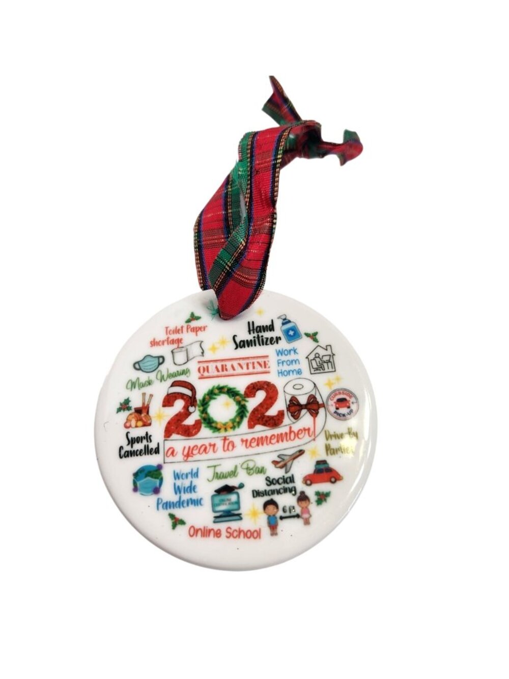2020 A Year to Remember Ornament Pandemic Icons Mask Sanitizer Toilet Paper
